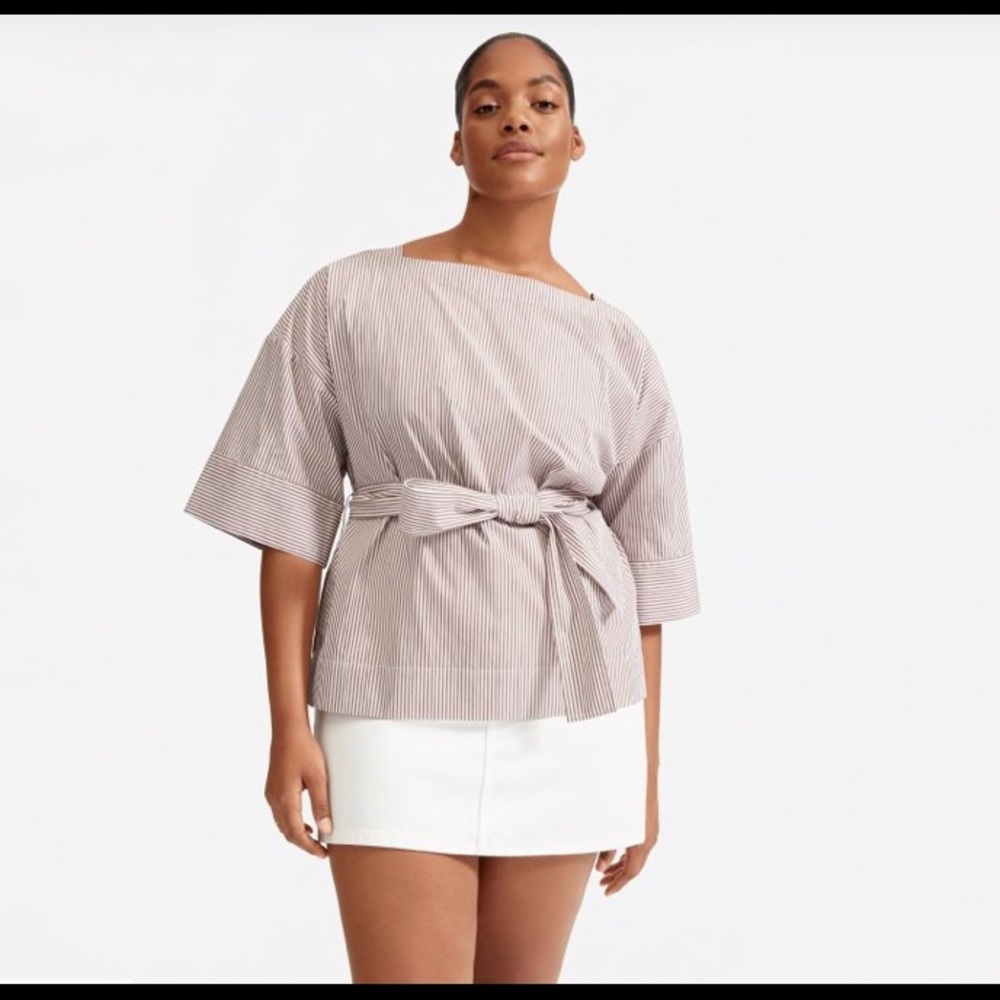 Everlane Poplin Belted Top